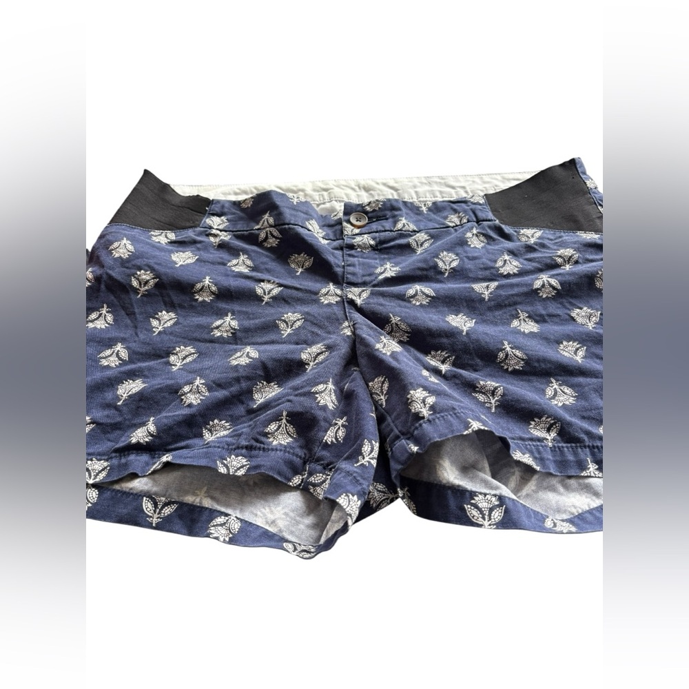 Old Navy Women Maternity Sz 10 Shorts NAVY Floral Side Panel Stretch Comfy!